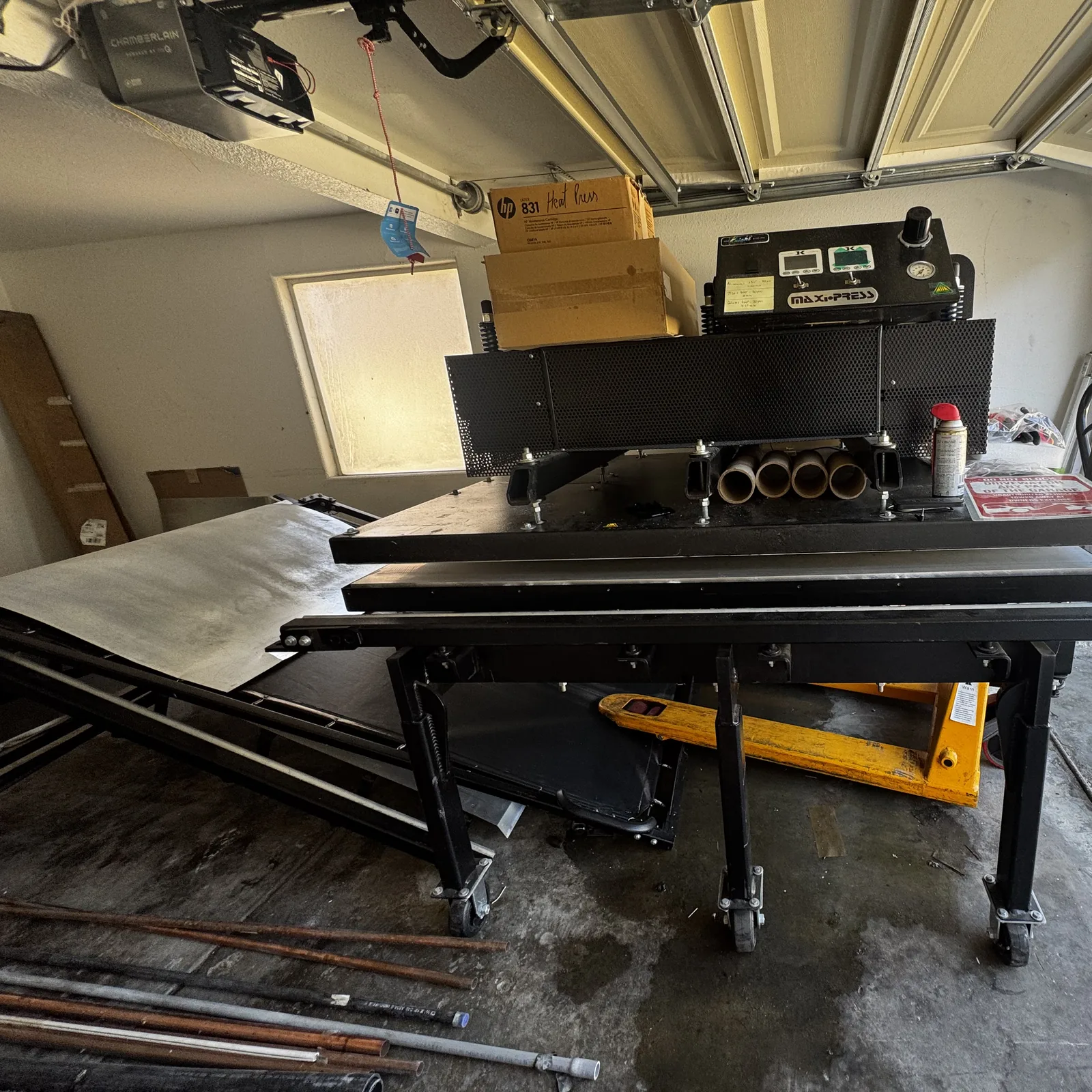 44" × 64" twin press, top and bottom heat